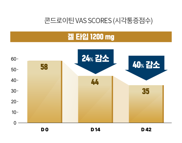 콘드로이틴 VAS SCORES 시각통증점수 그래프 - mo